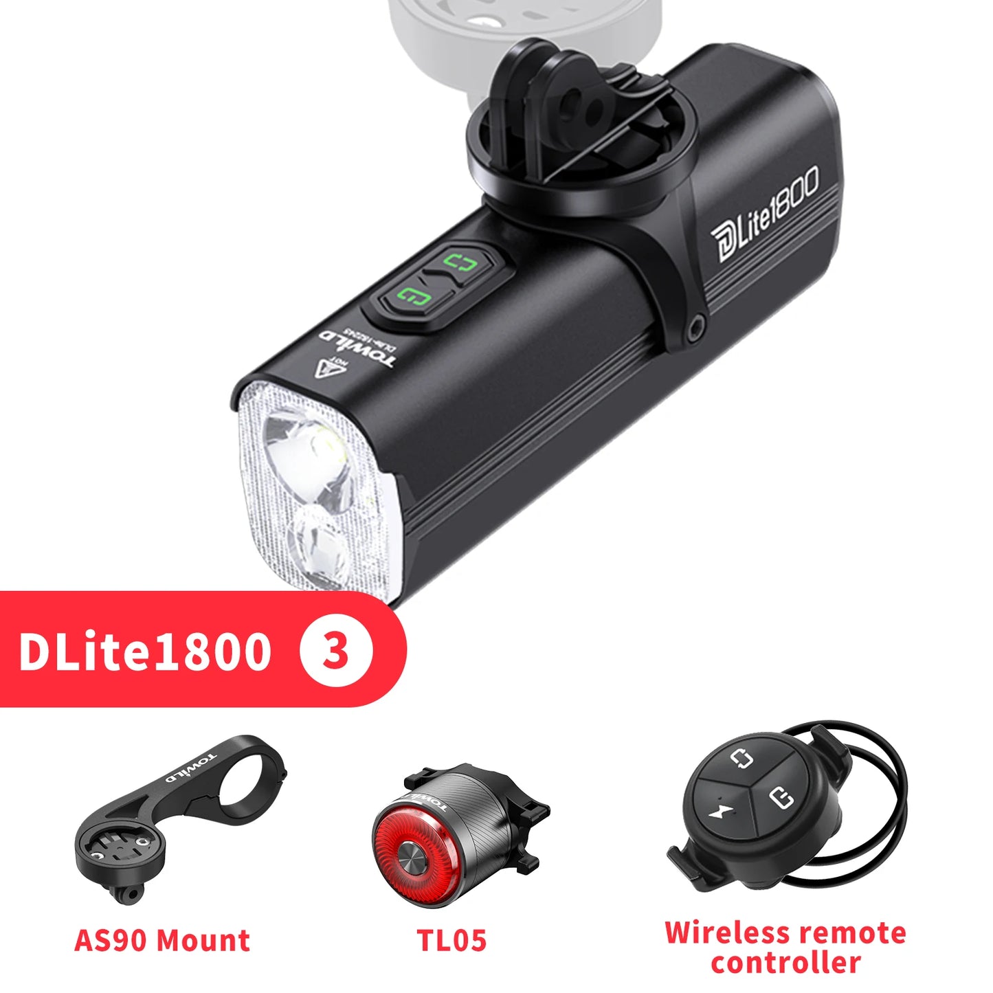 DLite 1800LM Bicycle Lights Focus/Flood Beam Switch Smart Bike Light 5000mah Rechargeable Power Bank Mtb Bicycle Lights