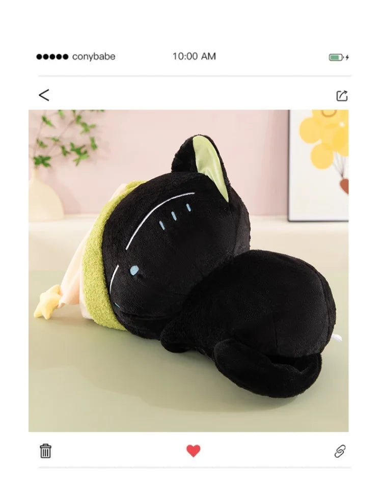Cute Black Cat Plush Toy Soft Stuffed Sleeping Pillow