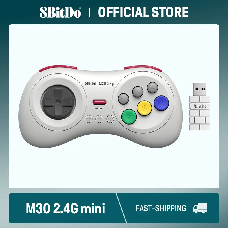 2.4GHz Wireless Retro Gaming Controller with Turbo Function for Sega Genesis Mini and Nintendo Switch