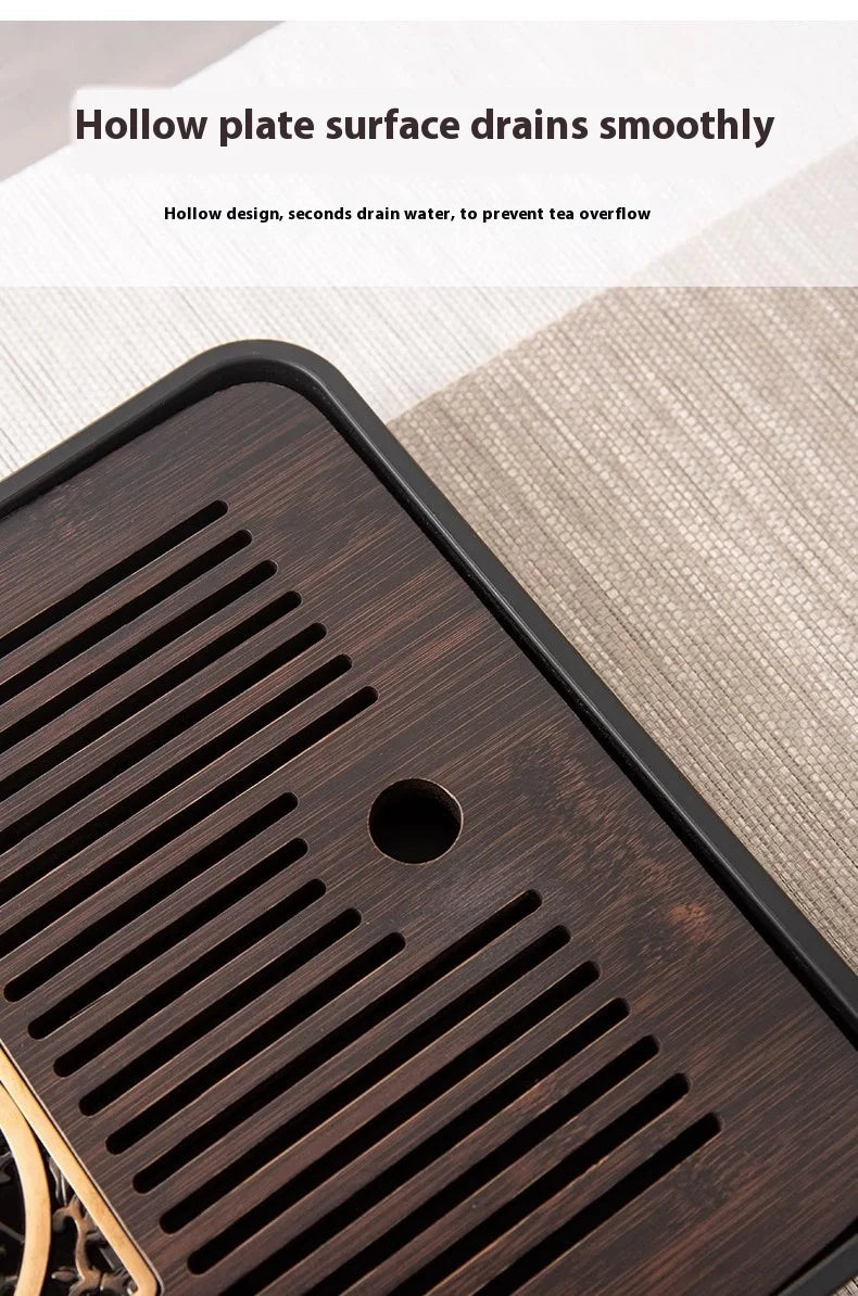 Bamboo Tea Tray Portable Dishes Rectangle Tea Ceremony Chaban Tea Chaban Tea Table Dual Purpose Drainage Water Storage