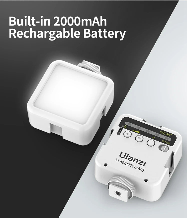 Mini Vlog LED Fill Light 6W 5500K Rechargeable 2000mAh Dimmable Phone Video Lighting