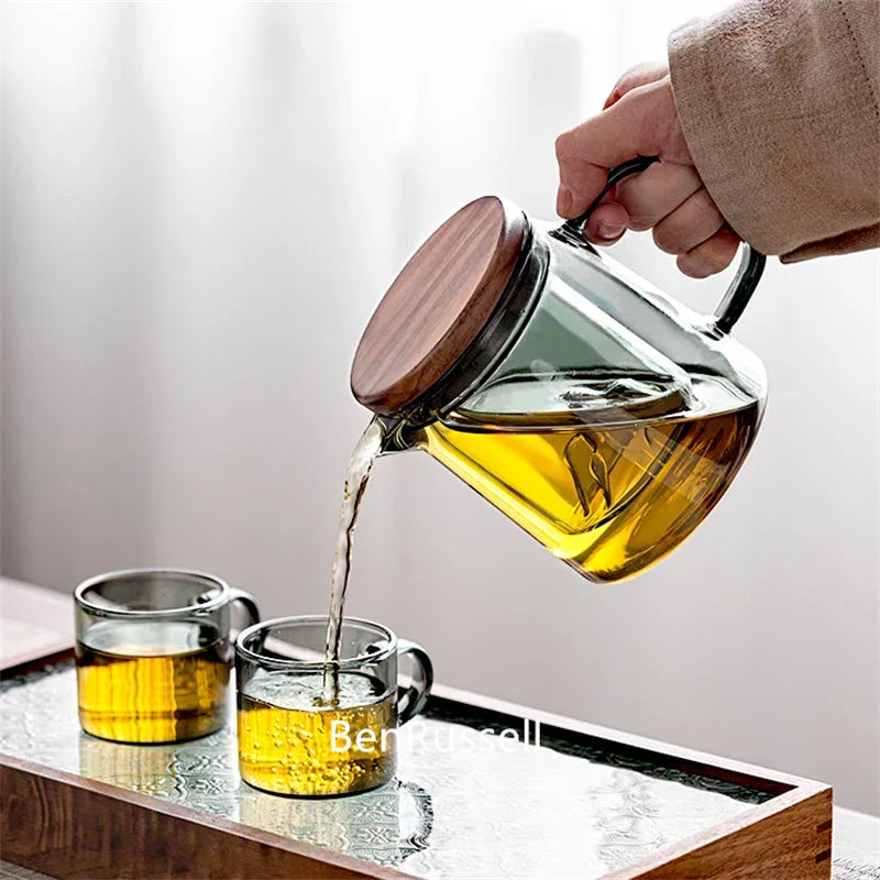 450ml High Borosilicate Glass Teapot With Mountain Wiew Filter Tea Water Separation Brewing Tea Pot Kungfu Tea Maker Teaware