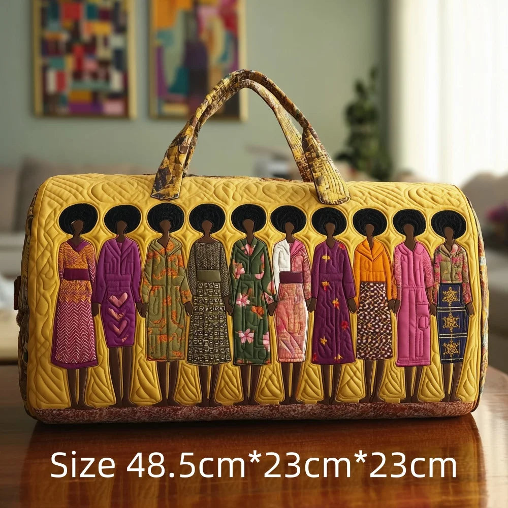 3D Quilted Africa Travel Bag for Women Boho Weekender Bag with African Women Map Print Carry on Luggage Unique Festival Bags
