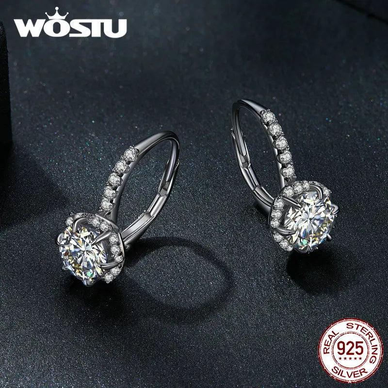 2.0 CT D VVS1 Moissanite Flower Hoop Earrings