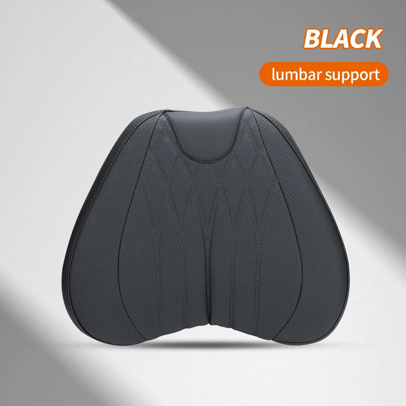 PU Car Lumbar Back Support Headrest Neck Pillow Memory Foam Lumbar Pillow Universal Soft Neck Pillows Cushion Car Supplies