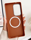 Luxury Leather Pattern For Magsafe Magnetic Phone Case For Samsung S25 Ultra S24 Plus S23 S22 S21 S20 FE Matte Shockproof Cover