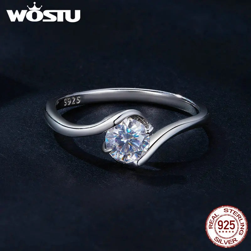 0.5CT D Color VVS1 EX Round Moissanite Wedding Ring for Women 925 Sterling Silver Classical Rings Engagement Band