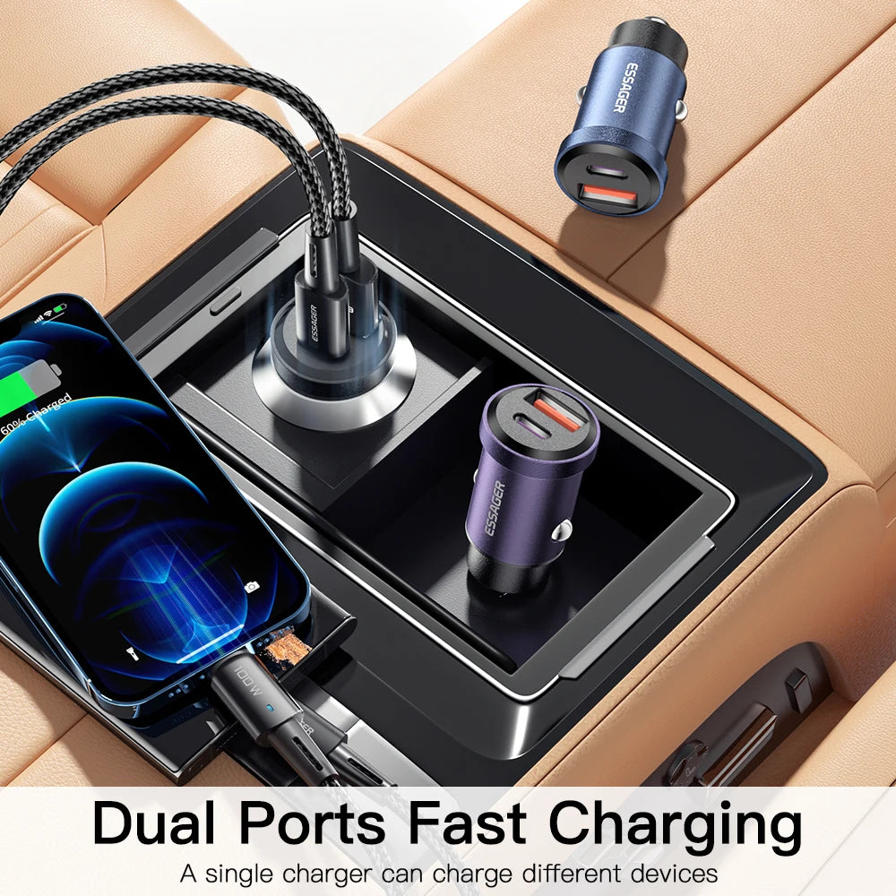 30W / 45W USB-C + USB-A Fast Car Charger (PD + QC 4.0)