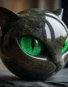 Room Embellishment Finish Home Decor Amber Eyes Black Cat Figurine Resin Ornament Halloween Office Bookshelf Decor