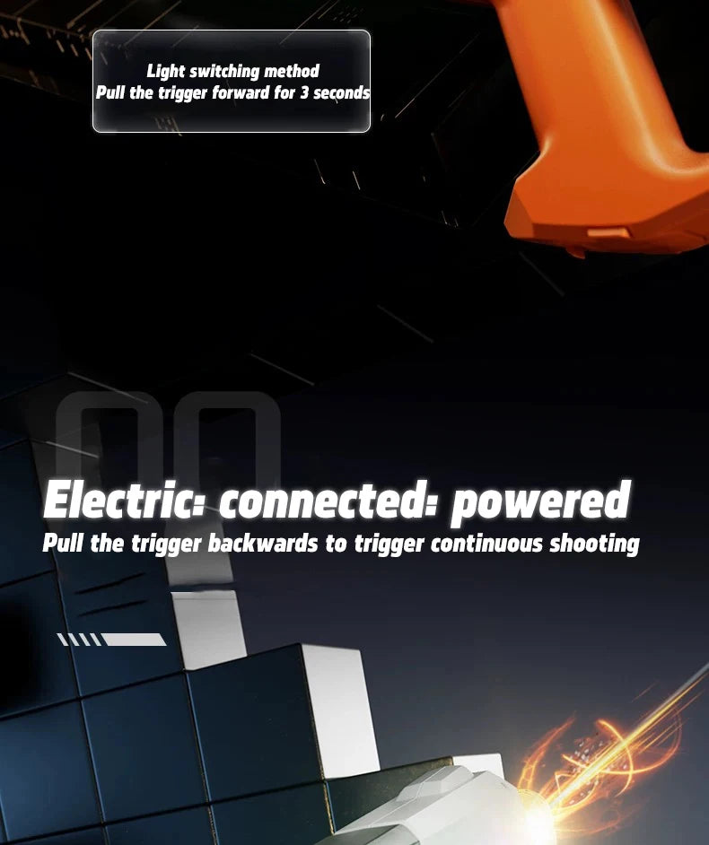 LED Fully Automatic Fire Effect Electric Water Gun Rechargeable Long Range Water Blaster