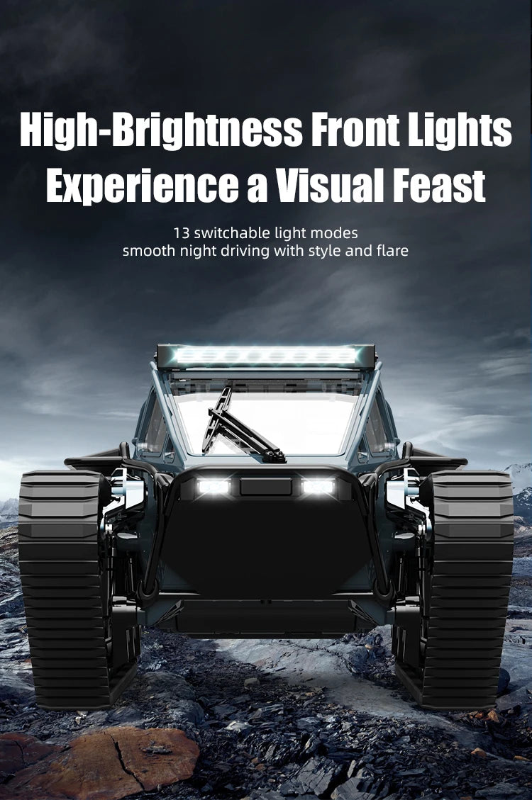 LED Light Full Scale Tracked Tank Simulation Model Toy RC Car Model Drift Remote Control Off-Road Vehicle Boy Gift