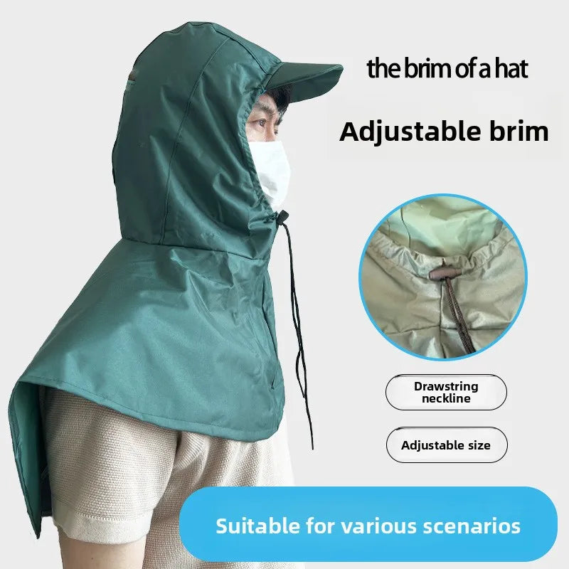 Waterproof Cycling Rain Poncho with Drawstring Hood for Outdoor Work