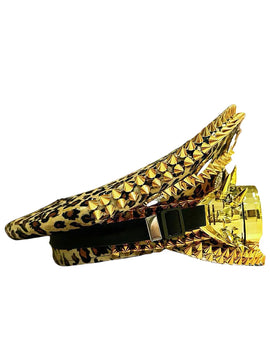 Leopard Print Steampunk Captain Hat Punk Goggles Gold Music Festival Masquerade Military Cap Costume Cosplay Accessor Unisex