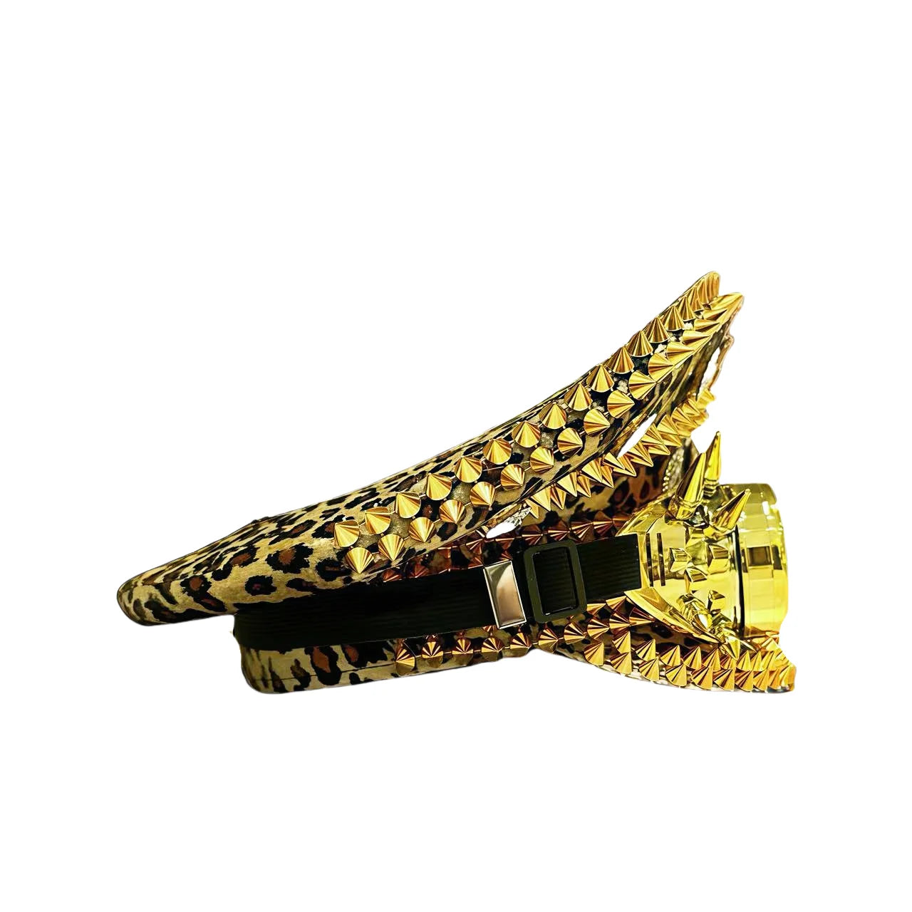 Leopard Print Steampunk Captain Hat Punk Goggles Gold Music Festival Masquerade Military Cap Costume Cosplay Accessor Unisex