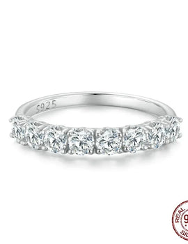 0.8 ct D VVS1 Moissanite Classical Round Wedding Rings For Women 925 Sterling Silver 18K White Gold Ring