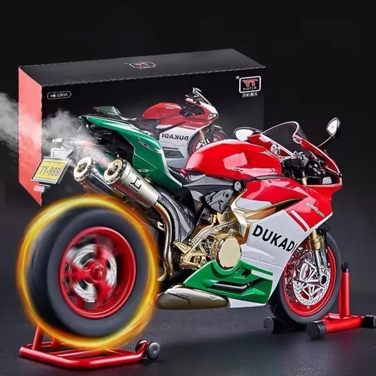 Key Start 1:9 1199 Panigale Alloy Racing Motorcycle Model Diecast Track Sports Motorcycle Model Sound Light With Spray Toys
