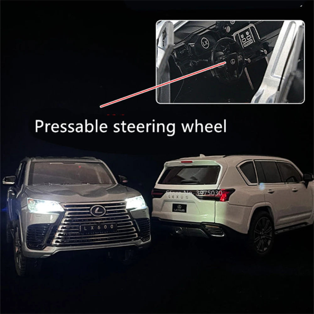 1:24 Lexus LX600 SUV Metal Model Car Toys Alloy Diecast Simulation Offroad Vehicles Sound And Light Cars