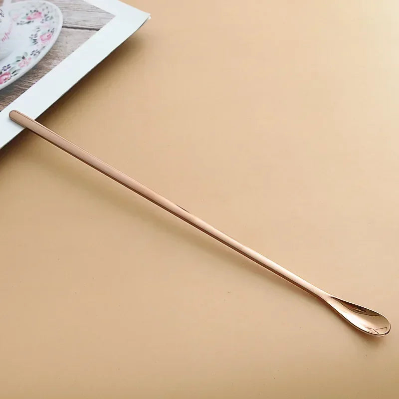 Long Handle Stirring Spoon Stainless Steel Food Grade Coffee Utensil Waterdrop Shape Ice Spoon Honey Cocktail Mixing Bar Tool