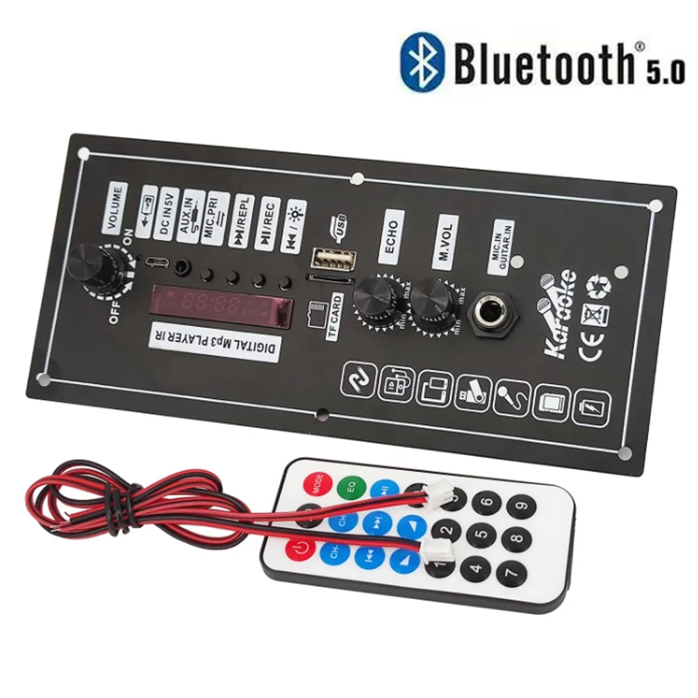 30W Bluetooth 5.0 Amplifier Board with USB TF Card MP3 Decoder and Remote Control