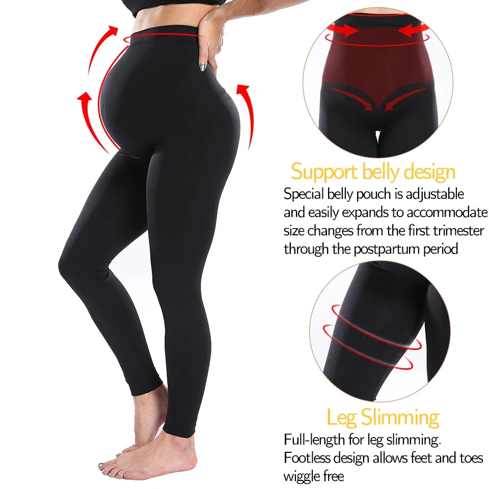 Maternity Leggings Over The Belly Pregnancy Pants High Waist Belly Support Tights for Mothers Pregnant Women Body Shaping Pants