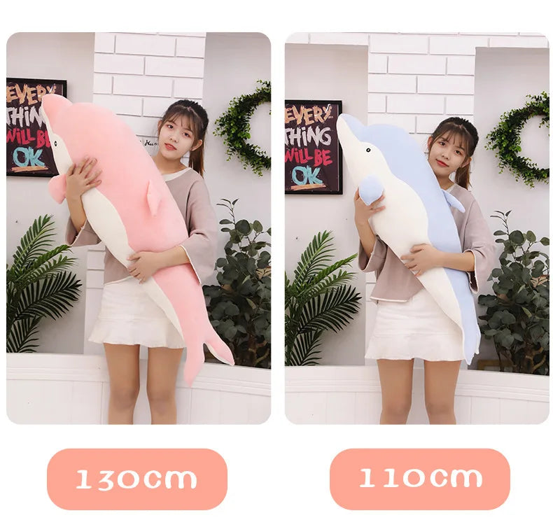 Kawaii Dolphin Plush Toy Soft Stuffed Doll for Kids Birthday Gift Large Cuddly Pillow Cute Plushie for Girls Super Soft Short