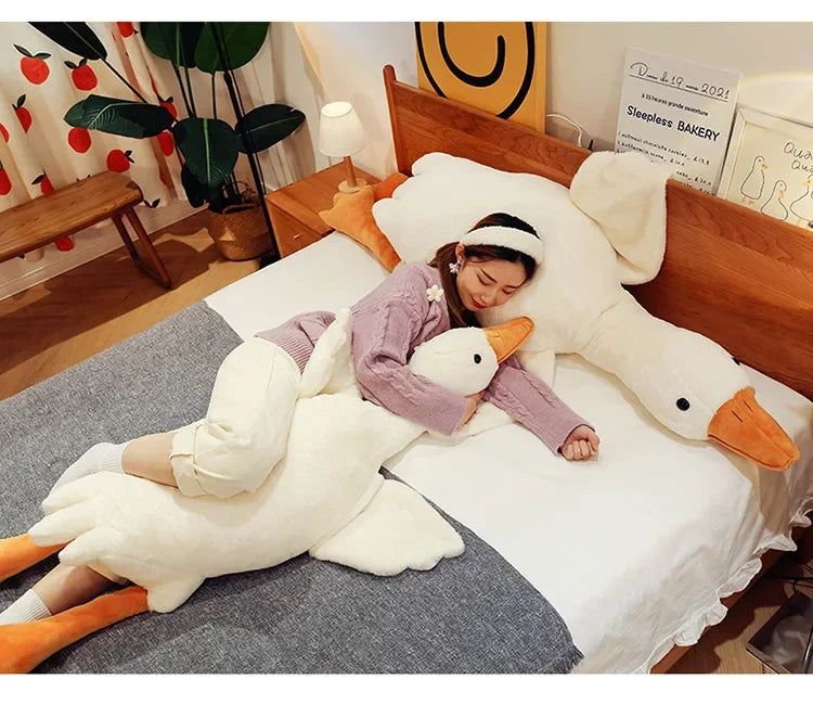 50-160cm Big White Goose Plush Toy Giant Duck Doll Soft Stuffed Animal Goose Sleeping Pillow Sofa Cushion Birthday Gift for Kids
