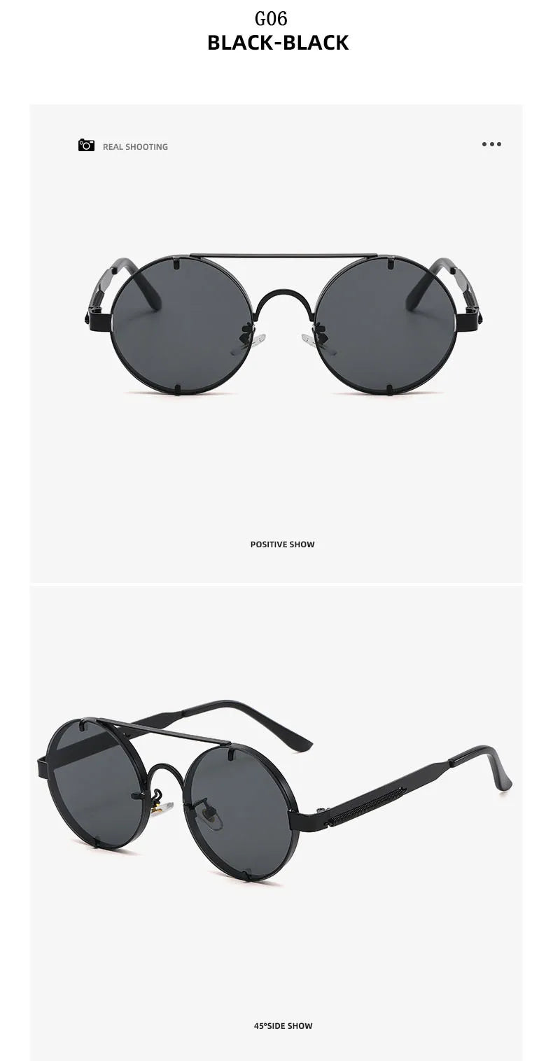 Round Steampunk Sunglasses With UV400 Protection