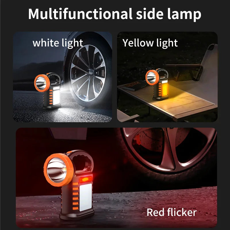 Portable Solar Rechargeable Handheld Work Light Multi-Function LED Camping Emergency Patrol Flashlight