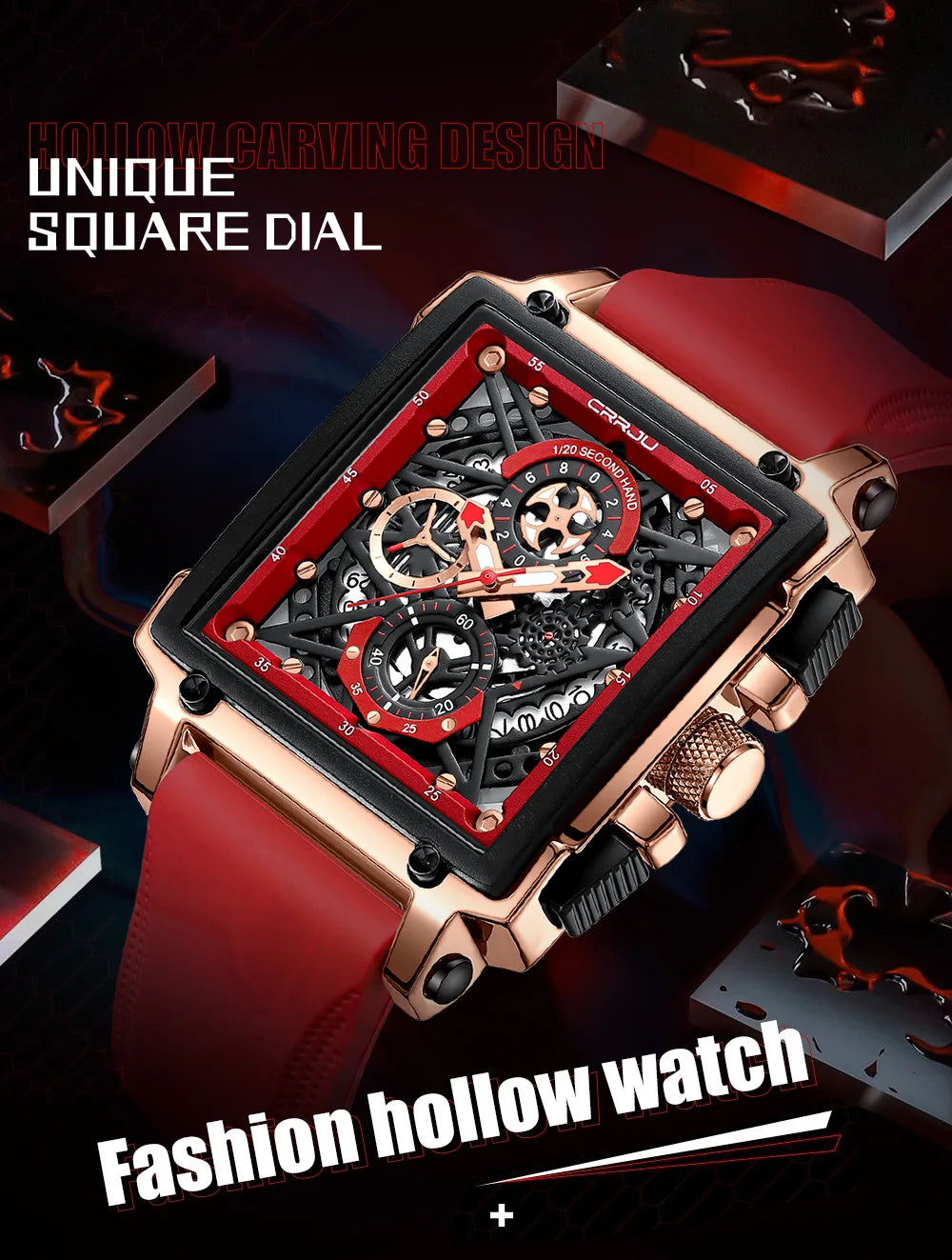 Men's Sports Chronograph Wrist Watch For Men Army Silicone strap Square Quartz Stop Watch Clock Man Relogios Masculino