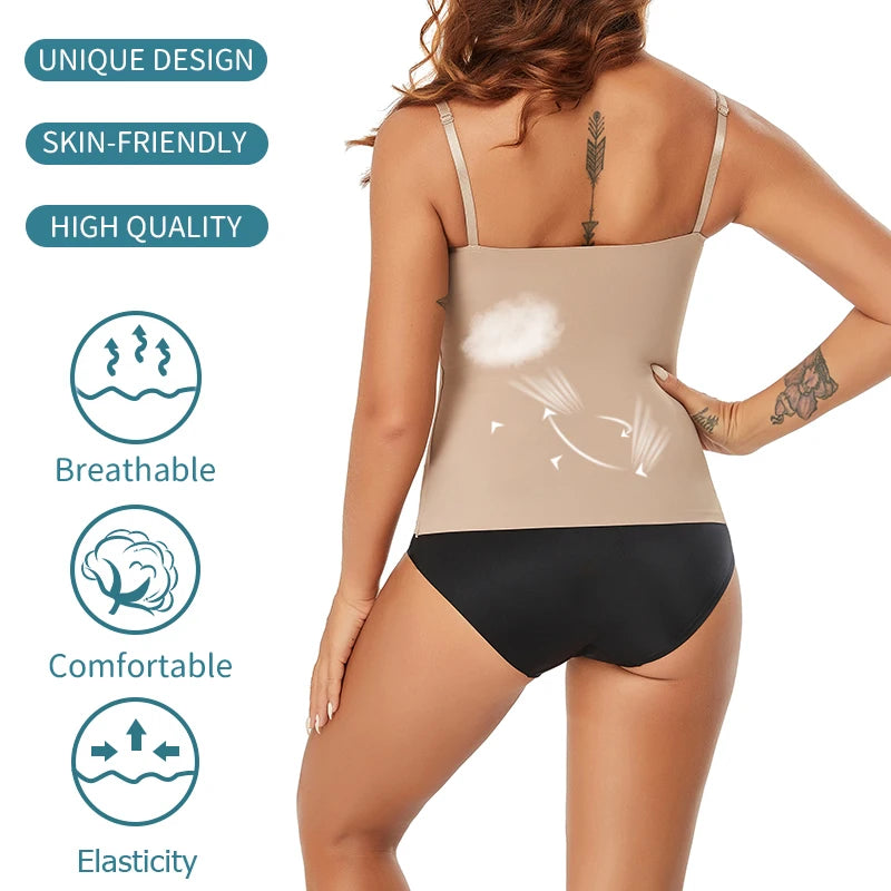 Seamless Shapewear Top Women Tummy Control Smooth Body Shaper Camisole Summer Nude Black Tank Top Slim Belly Compression Vest