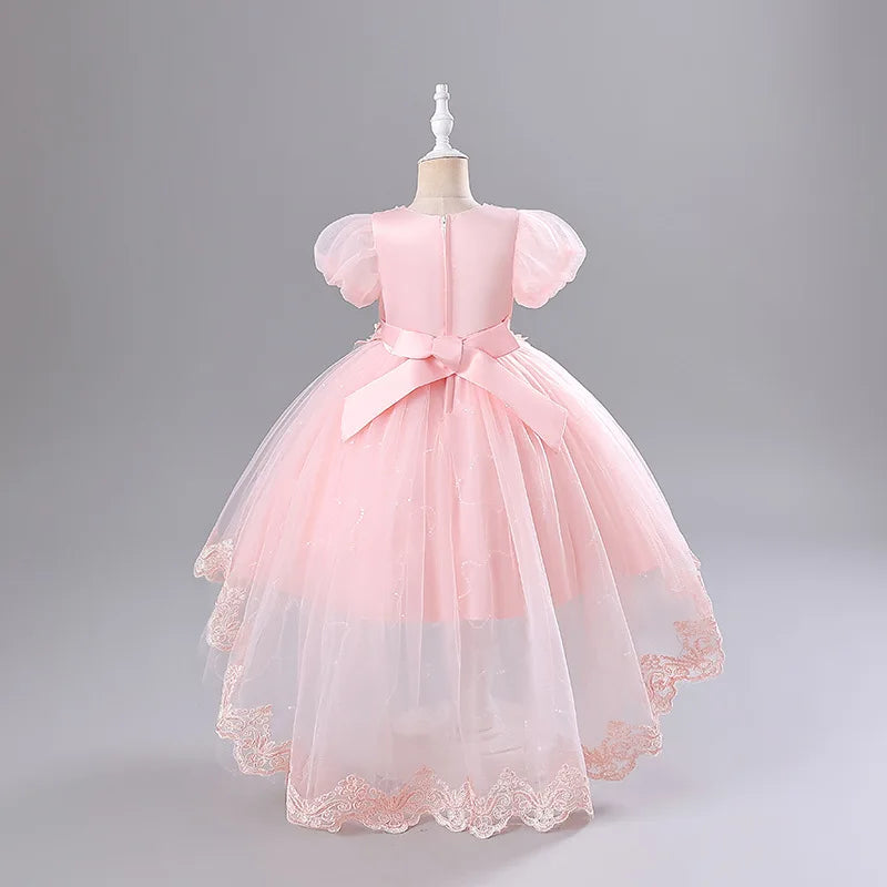 Princess Dress for Girls Elegant Long Tulle Gown  Flower Girl Wedding Dress, Birthday Party Gown, Pageant Costume