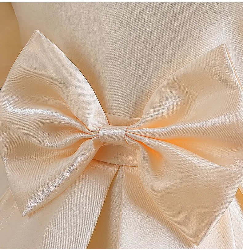 Elegant Backless Flower Girl Dress - Girls' Satin Gown for Pageant, Hosting & Walk Show