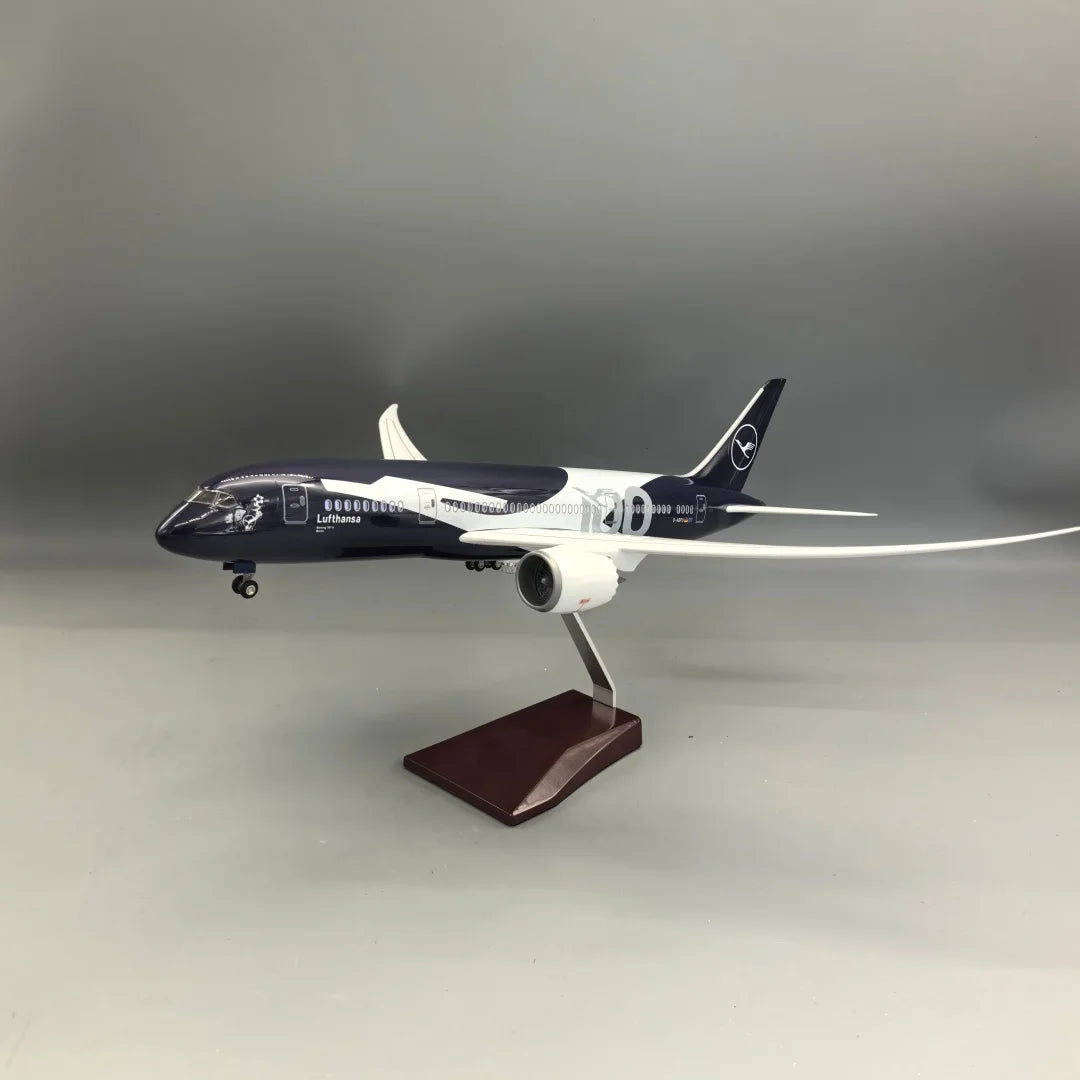 43CM Lufthansa B787 Collectible Airplane Model with Lights