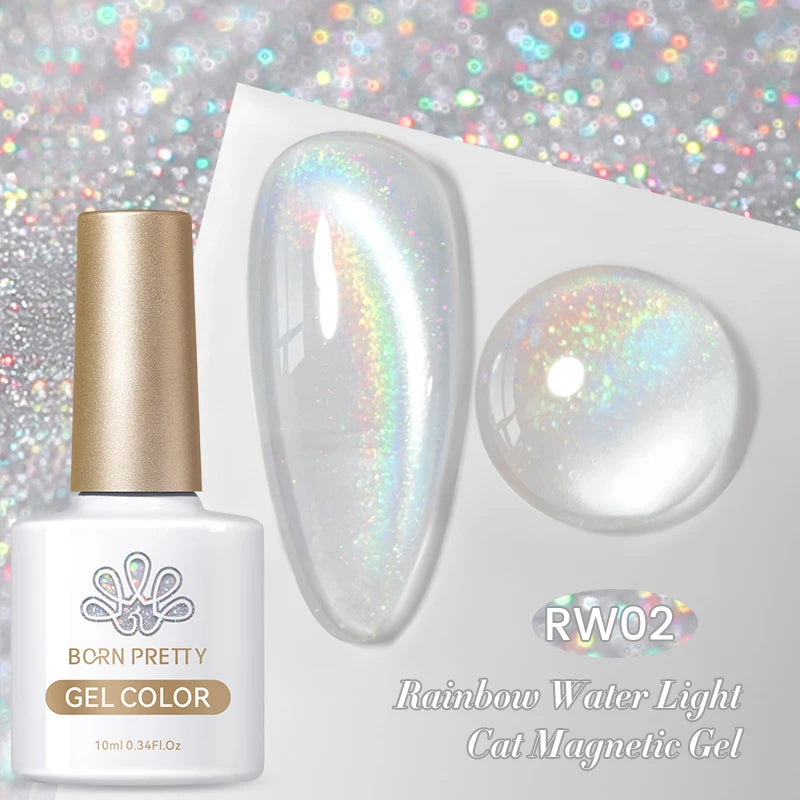 10ml Rainbow Purple Water Light Cat  Gel Nail Polish Shining Super Sliver-light Holographic Soak Off UV Gel
