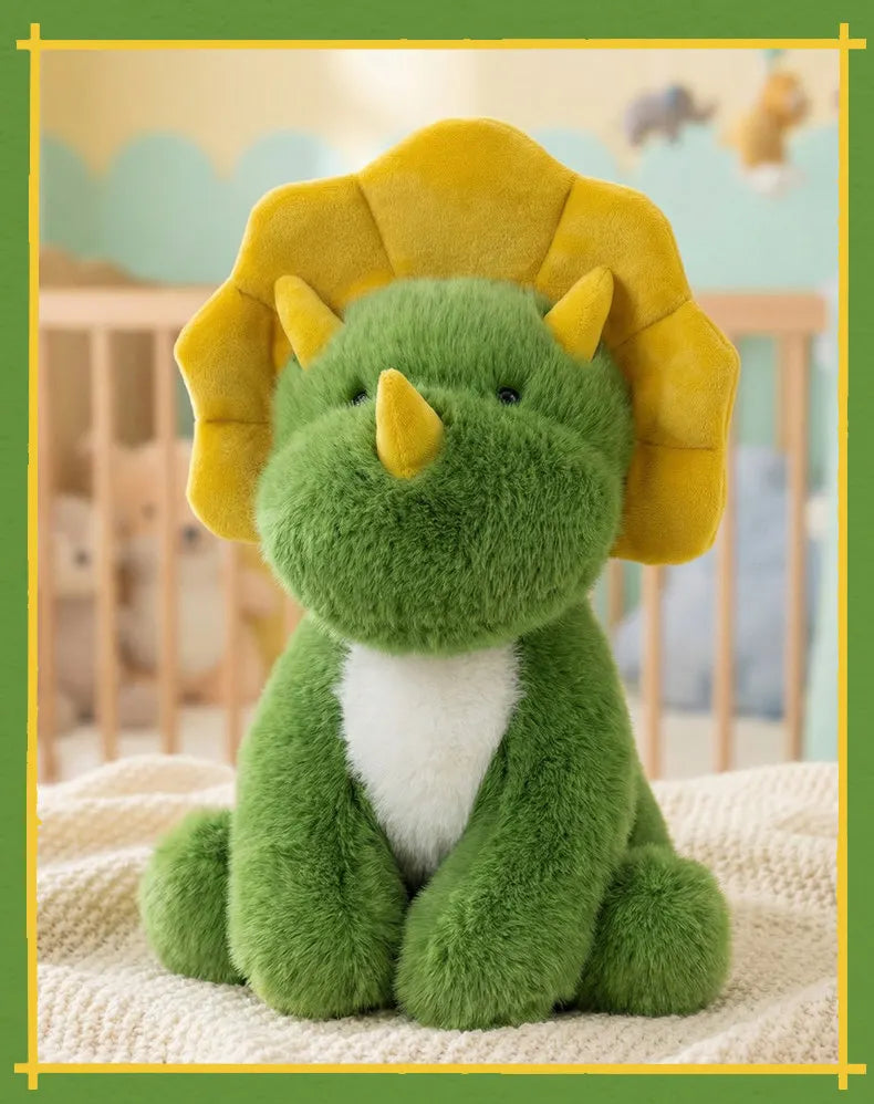 Green Triceratops Dinosaur Plush Stuffed Animal Pillow