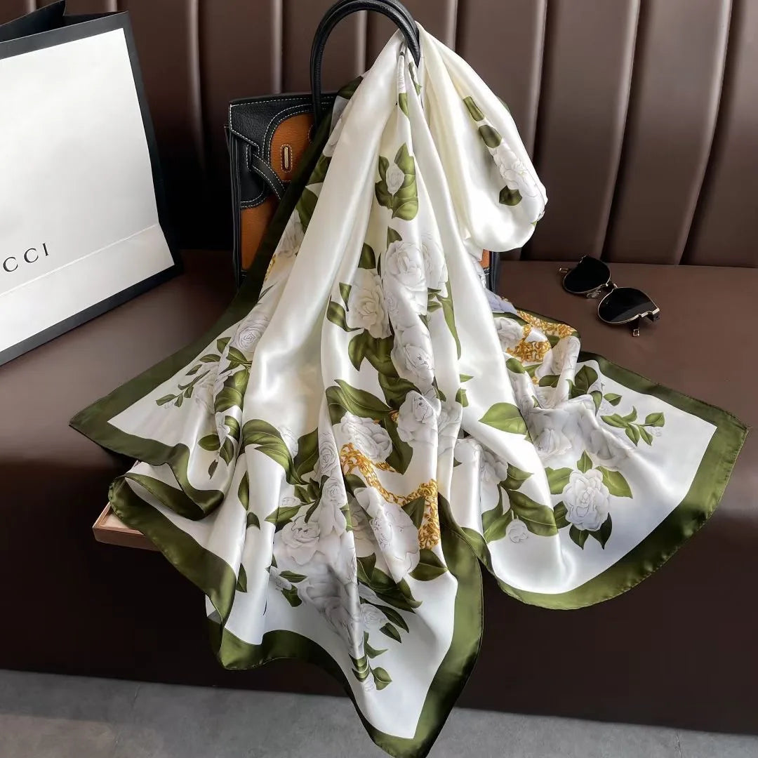 Women Summer Silk Scarves Shawl Lady Wrap Soft Female Echarpe Designer Beach Stole Bandana foulard muffler