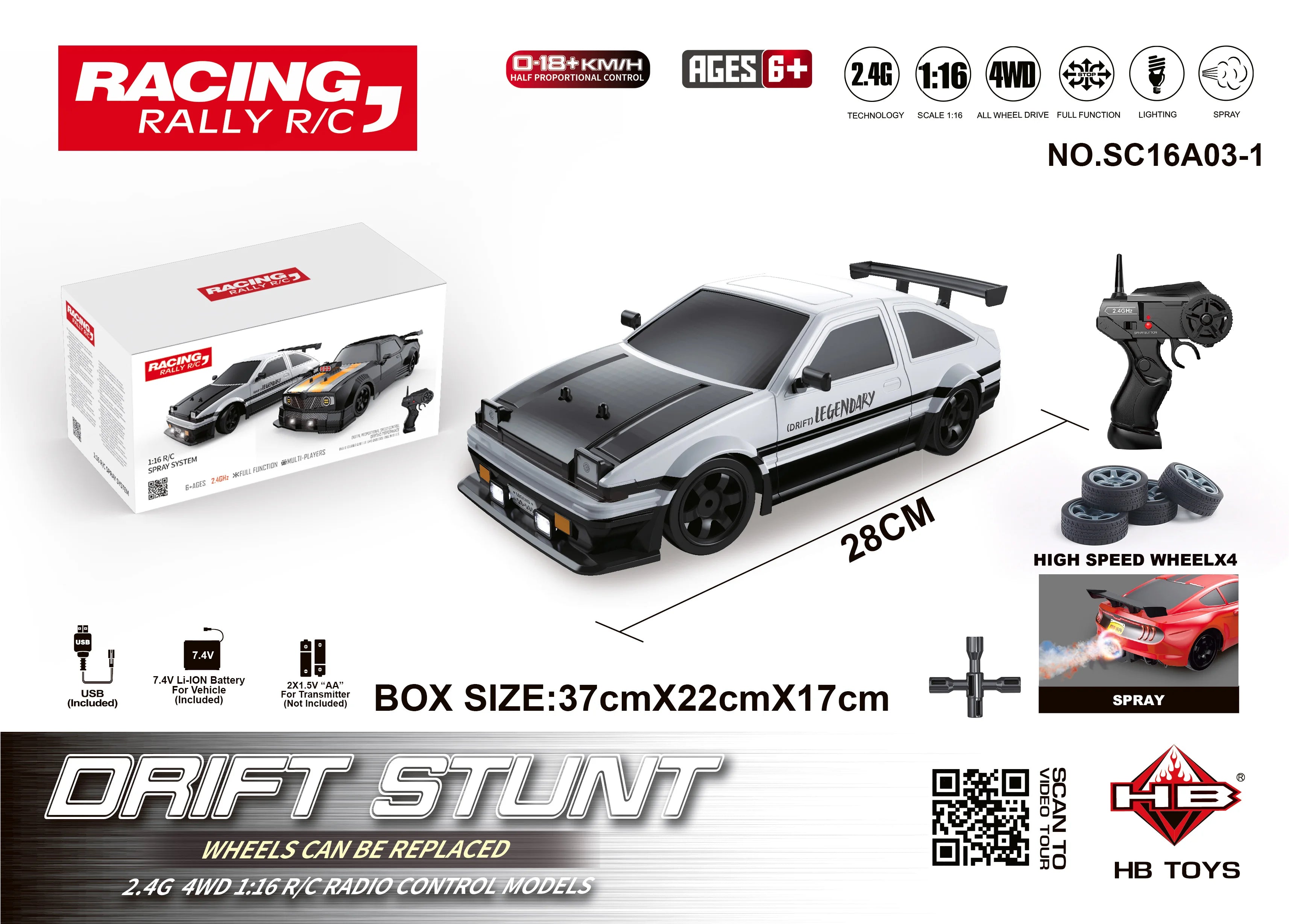 1/16 2.4G Racing Rc Cars Drift Car Mustang GTR Electric 4WD High Speed Remote Control Drift Toys for  Gifts