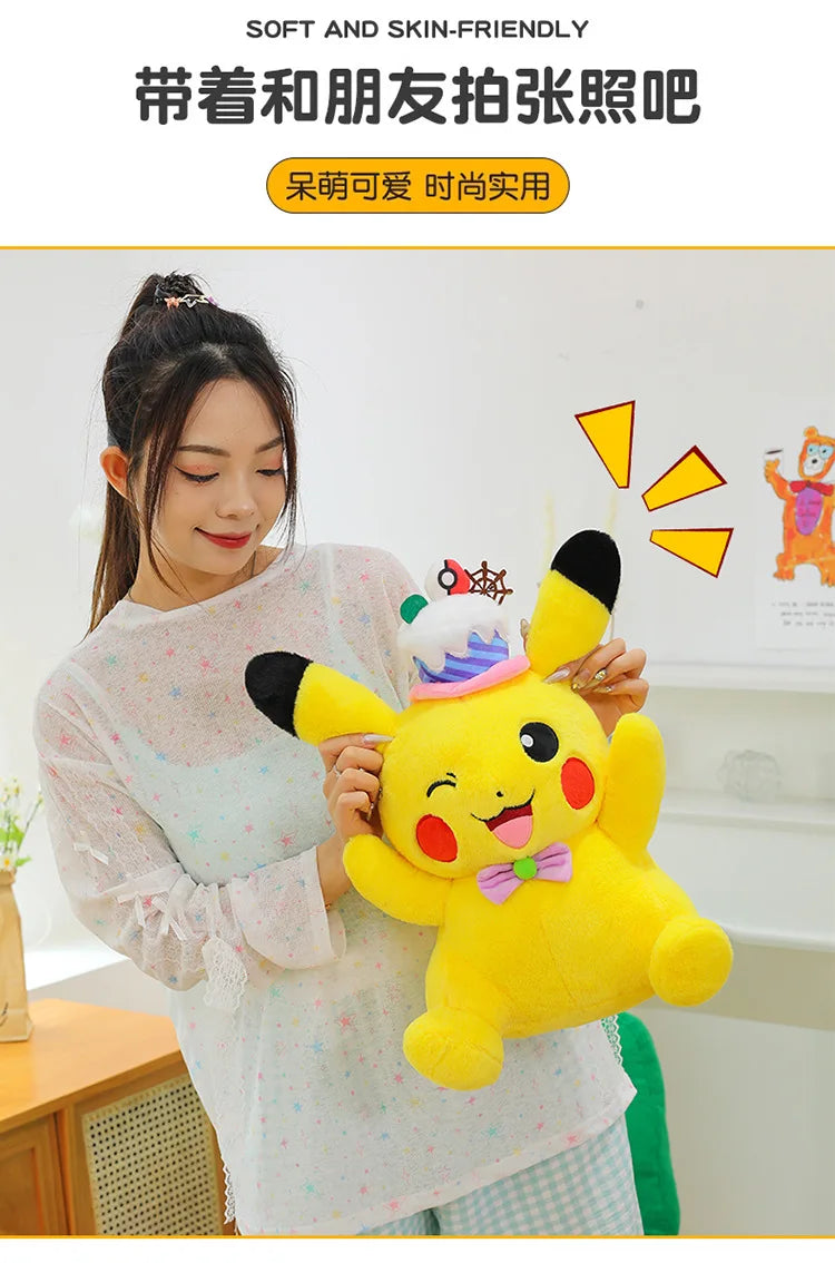 60cm Pokemon Kawaii Pikachu Plush Toy Anime Stuffed Doll Large Pillow Kids Birthday Xmas Gift Pokemon Cake Plushie Arcade