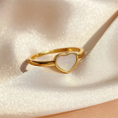 Simple Heart Drop Oil Rings for Women Fashion Exquisite Gold Color Metal Ring