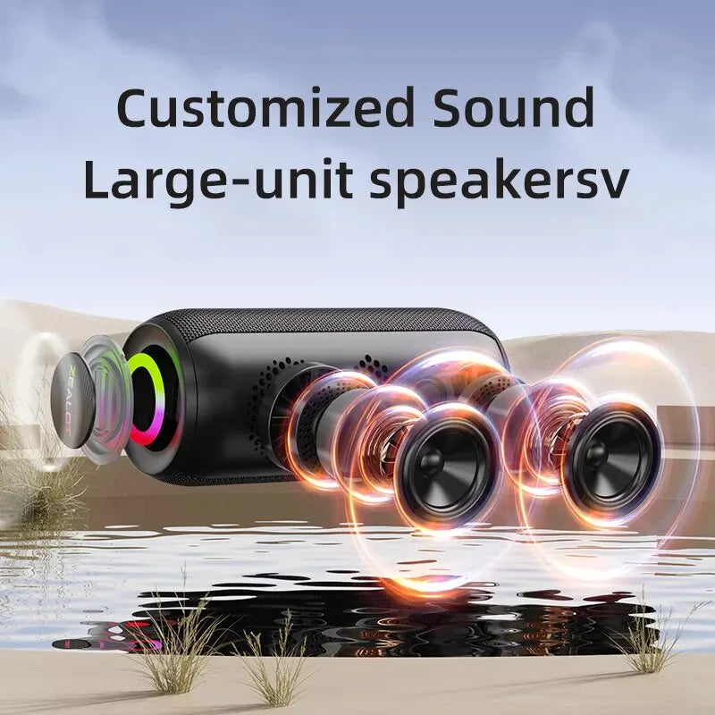 ZEALOT-S32MAX Portable Bluetooth Speaker, IPX5 Waterproof, Powerful Sound Box, Outdoor Stereo Bass, Music Track Speaker, 20W