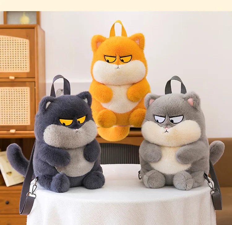 Kawaii Plush Stuffed Cat Doll Backpack Cute Kids Birthday Xmas Gift 2025 New Arrival Plush Toy for Children Girls Soft Cuddly