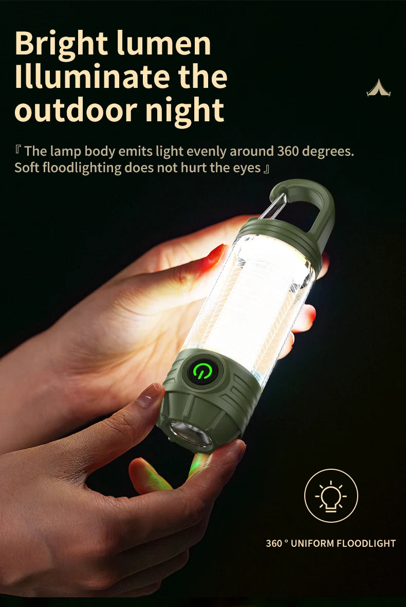 Rechargeable LED Camping Light Hanging Flashlight with 3 Light Modes SOS Emergency Portable Lantern