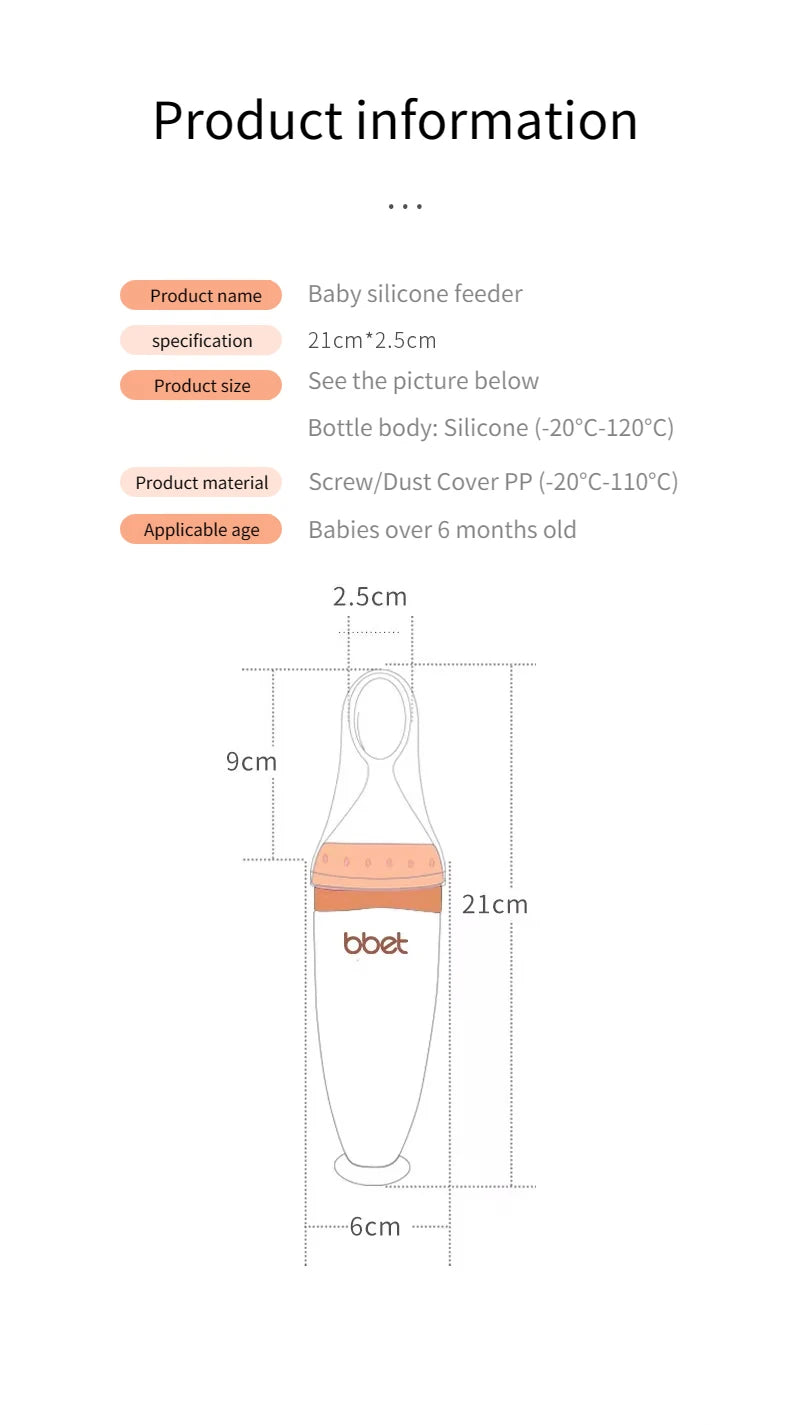 Silicone Squeezing Bottle, Newborn Baby Training, Rice Spoon, Infant Cereal Food Supplement Feeder, Dishwasher Safe