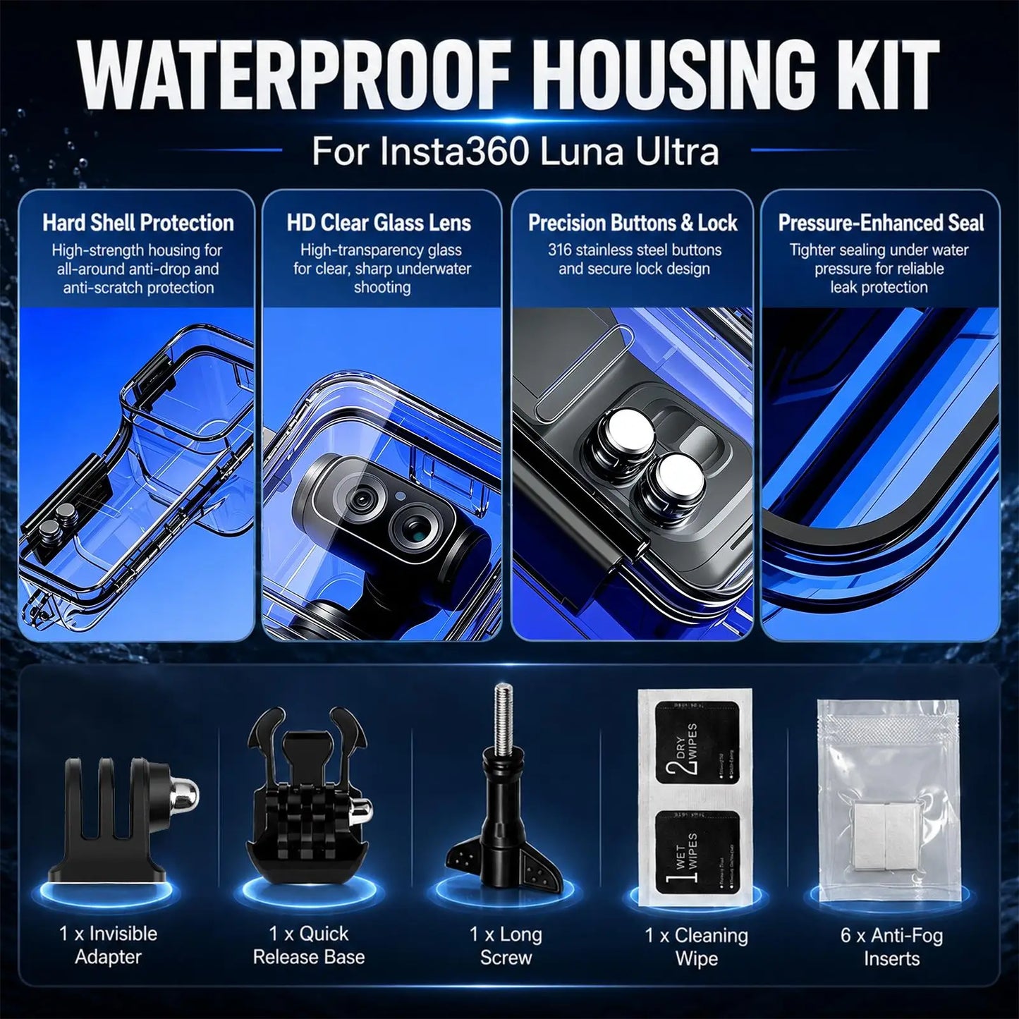 60 Metre Waterproof Diving Case for Insta360 Luna Ultra