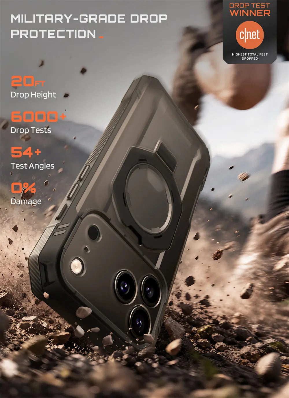 Rugged Magnetic Phone Case with Tempered Glass Screen Protector and Aluminium Kickstand for iPhone 17 Pro and iPhone 18 Pro