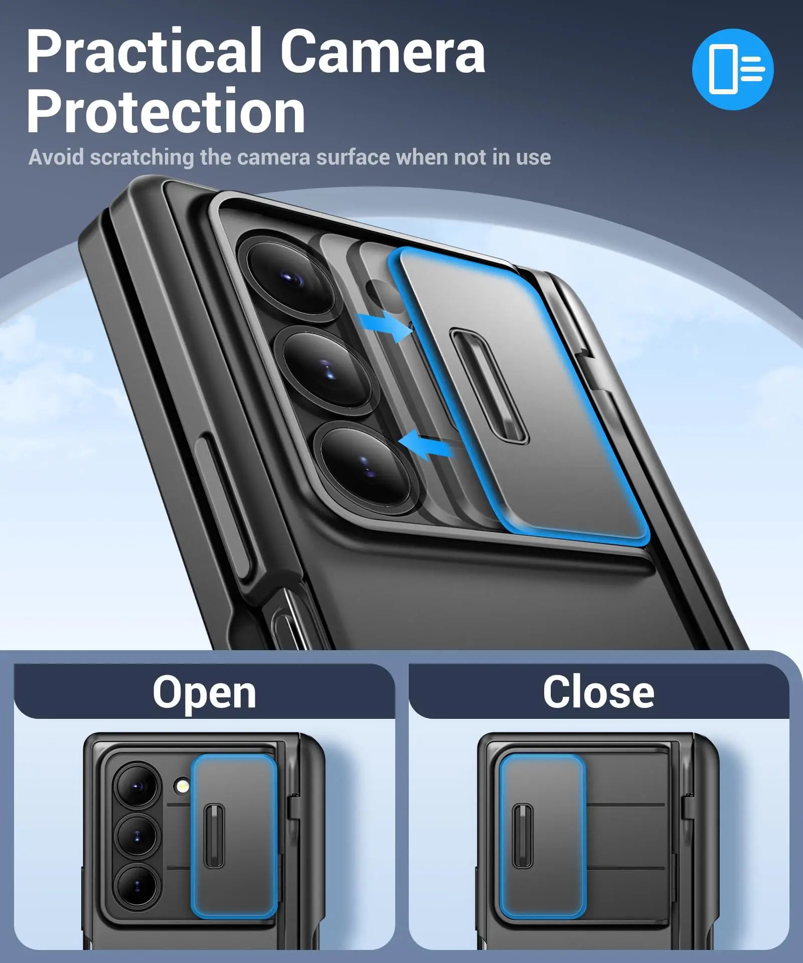 Big Stand For Z Fold 5 Case with Slide Camera Cover Built-in HD Screen Protector Full Body Heavy Duty Shockproof Slim Phone Case