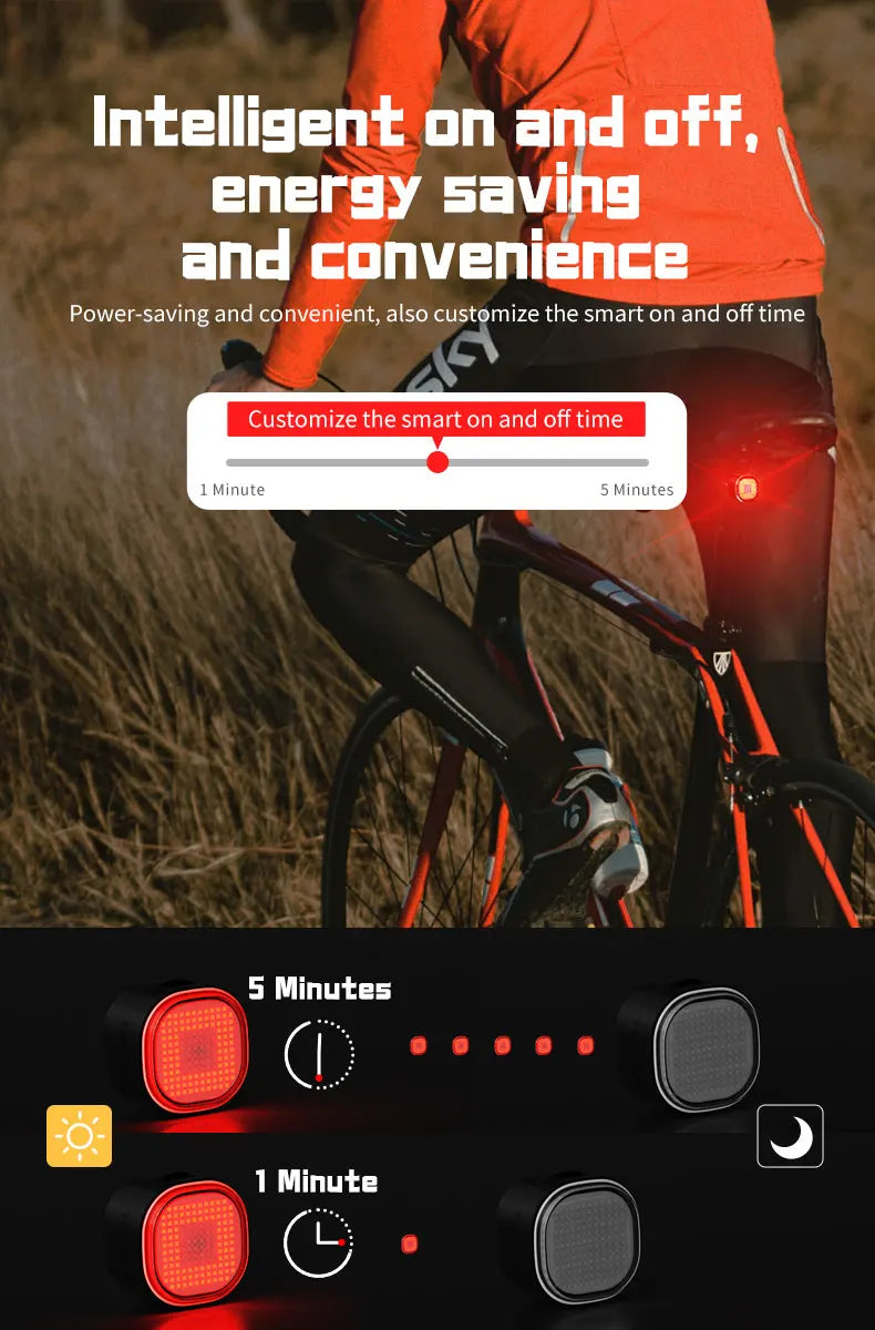 Intelligent Expression Taillight 140 Led Braking Sensor Bluetooth Bike Rear Light Customizable Bicycle Taillights