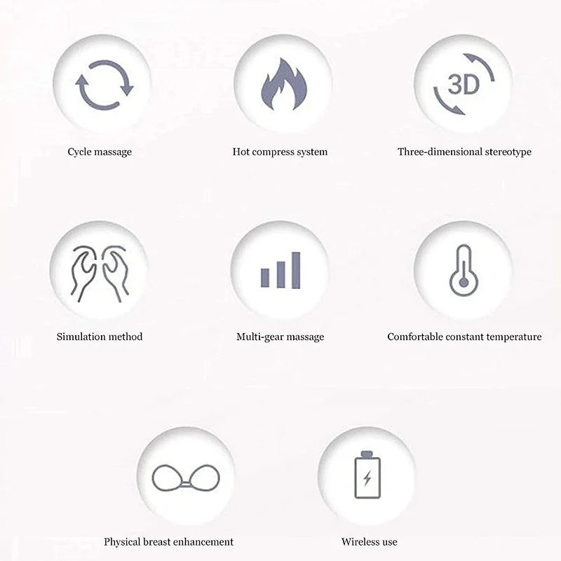 Electric Breast Massage Bra Wireless Breast Enhancement Instrument with Hot Compress Function for Breast Lift Enlarge
