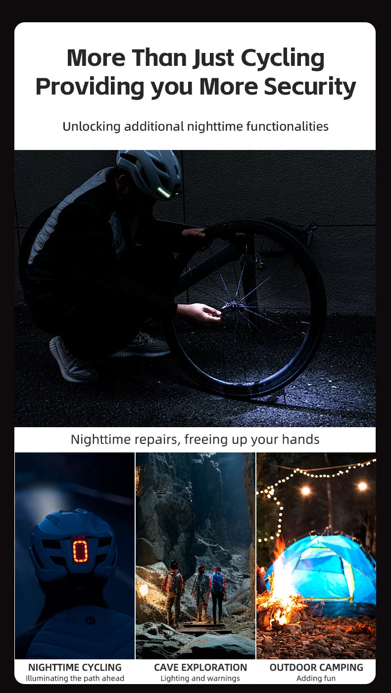 Bicycle Light Helmet Type-C Rechargeable Front + Rear Light Warning Bike Helmet Head MTB Road Cycling Helmet