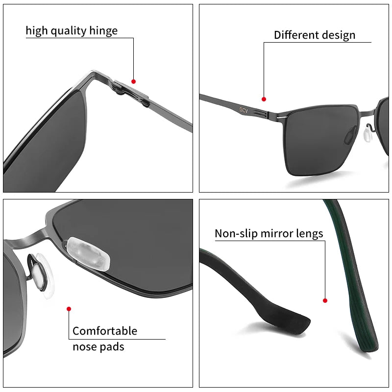 Aluminum Magnesium Polarized UV400 Rectangle Business Driving Sunglasses for Men Mirror Eyewear